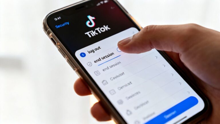 Tela do TikTok mostrando como encerrar sessões ativas.