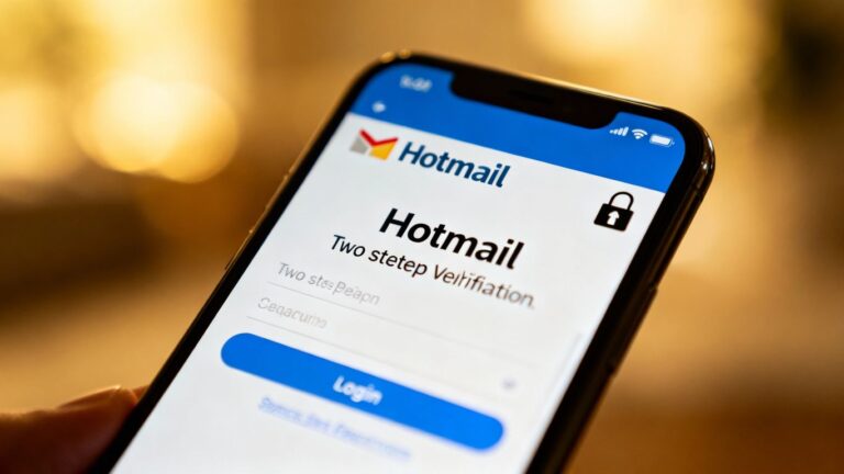 Verificação em duas etapas no Hotmail para segurança da conta.