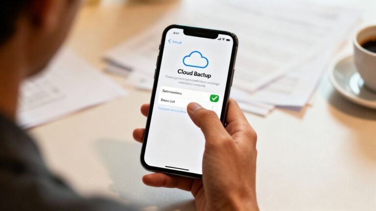 Configuração de backup automático no iCloud para fotos.